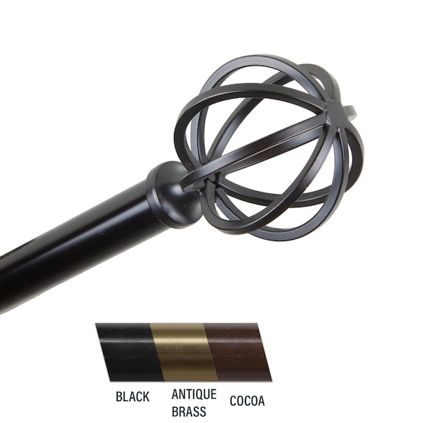 Central Design Crate 0.81 in. Curtain Rod, 66-120 in. - Black - CE436885