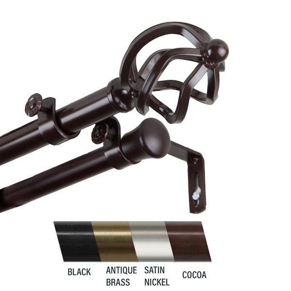 Central Design Giro 0.81 in. Double Curtain Rod; 120-170 in. - Cocoa - 4742-997