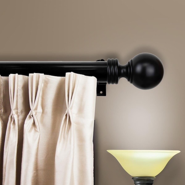 Central Design 1.5 in. Serena Curtain Rod with 115 to 165 in. Extension, Black - 150-04-115-2