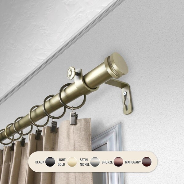 Central Design 1 in. Cap Curtain Rod with 66 to 120 in. Extension, Gold - 100-50-663