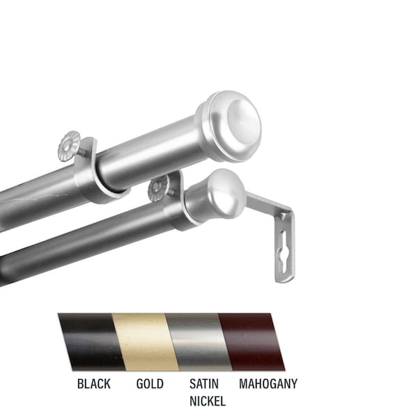 Central Design Cillo 1 in. Double Curtain Rod; 28-48 in. - Satin Nickel - 100-68-285-D