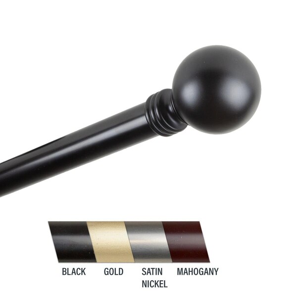 Central Design Globus 1 in. Curtain Rod, 66-120 in. - Black - CE436921