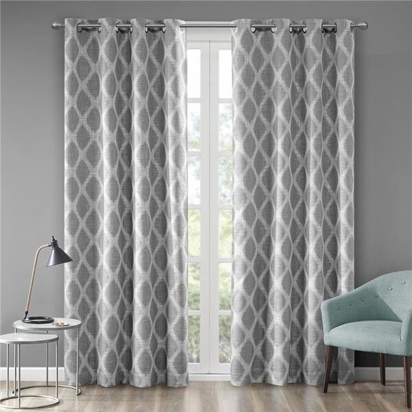 Sunsmart Sunsmart SS40-0067 50 x 95 in. Printed Ikat Blackout Panel - Gray - SS40-0067