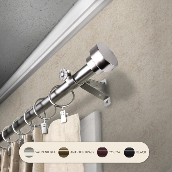 Central Design 0.8125 in. Cappa Curtain Rod with 48 to 84 in. Extension, Satin Nickel - 4837-485