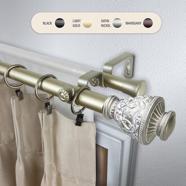 Kd Encimera 1 in. Ron Double Curtain Rod with 48 to 84 in. Extension, Light Gold - KD3714659