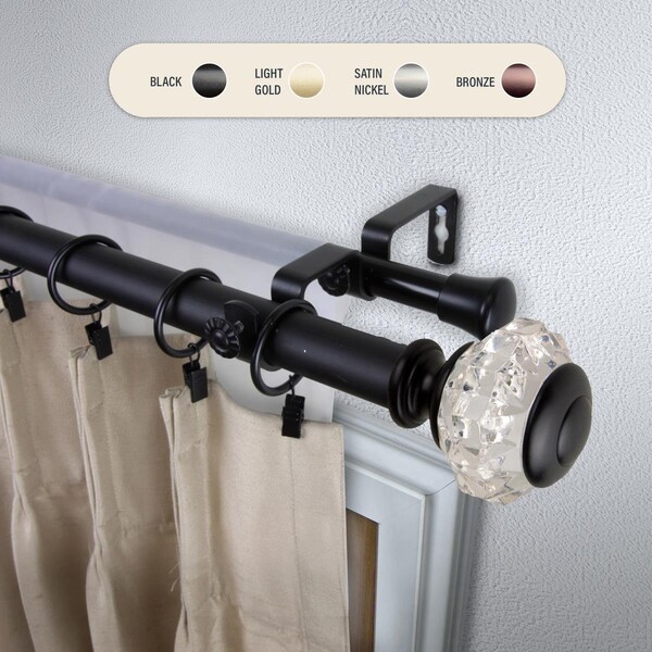 Kd Encimera 1 in. Lyla Double Curtain Rod with 160 to 240 in. Extension, Black - KD3719173