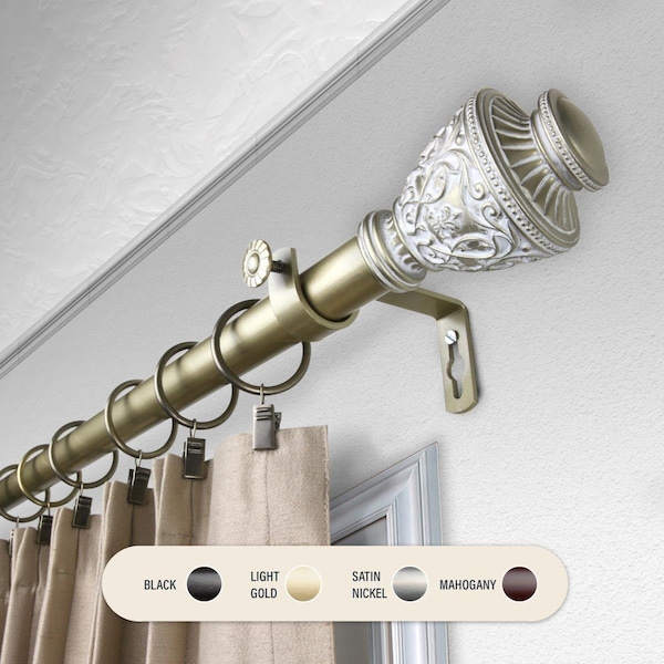 Central Design 1 in. Ron Curtain Rod with 66 to 120 in. Extension, Light Gold - 100-09-663
