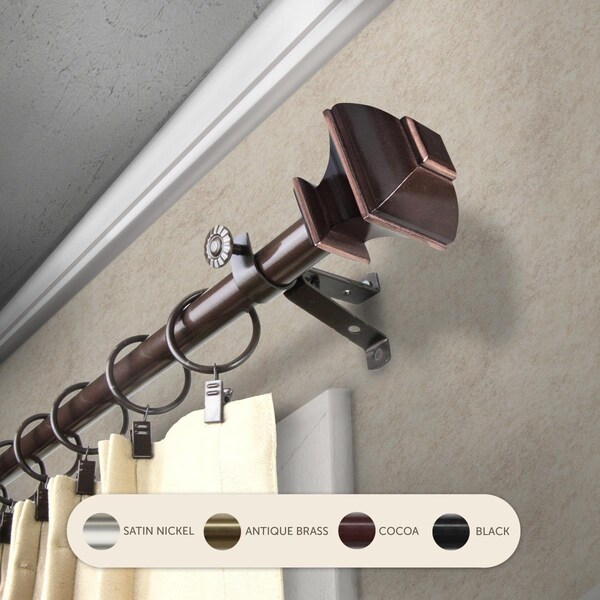 Central Design 0.8125 in. Vicky Curtain Rod with 120 to 170 in. Extension, Cocoa - 4882-997