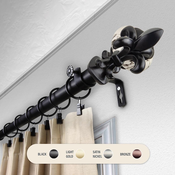 Kd Encimera 1 in. Silas Curtain Rod with 160 to 240 in. Extension, Black - KD3719182