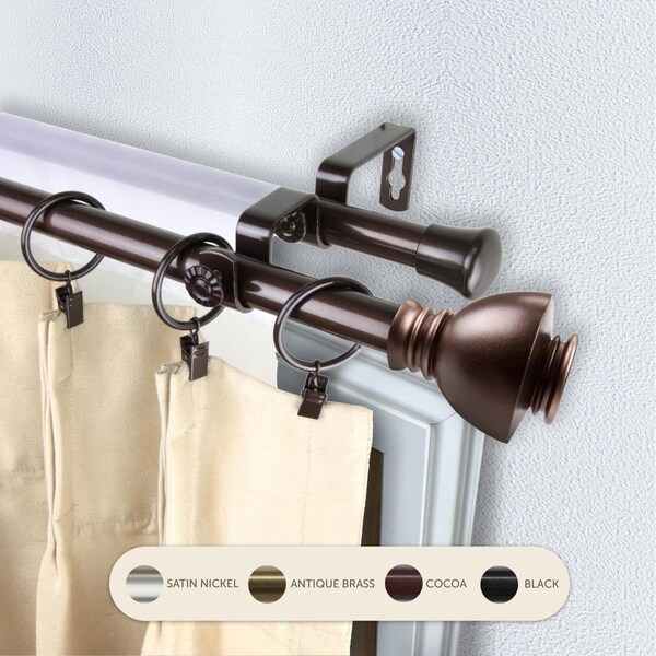 Central Design 0.8125 in. Kingsly Double Curtain Rod with 28 to 48 in. Extension, Cocoa - 4786-287
