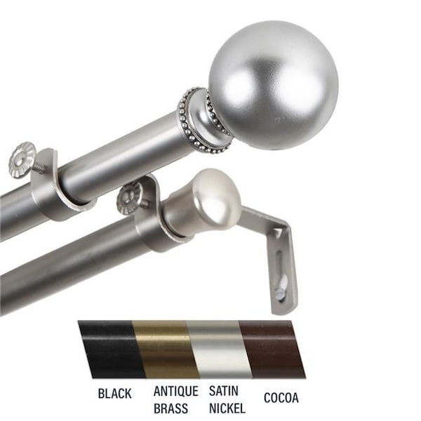 Central Design Central Design 4783-485 Julian 0.81 in. Double Curtain Rod; 48-84 in. - Satin Nickel - 4783-485