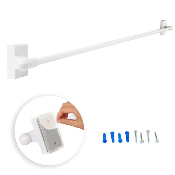 Central Design 0.4375 in. Self-Adhesive or Wall Mounted Rod for 9 to 16 in. Windows, White - ADH916-01