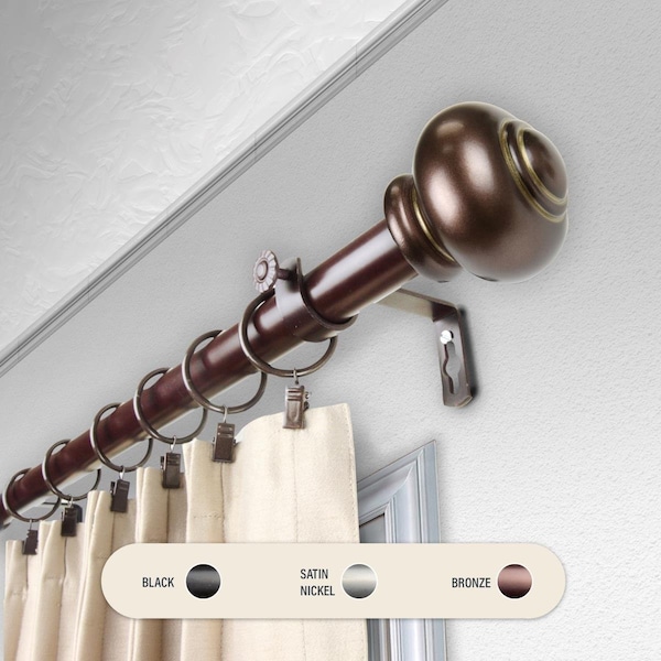 Central Design 1 in. Dani Curtain Rod with 48 to 84 in. Extension, Bronze - 100-34-489