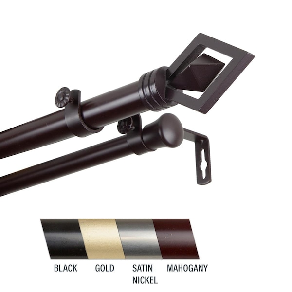 Central Design Lance 1 in. Double Curtain Rod; 28-48 in. - Mahogany - 100-69-286-D