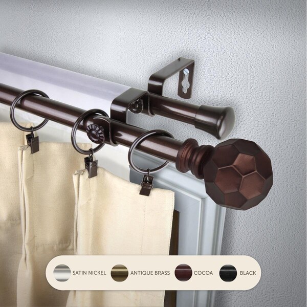 Kd Encimera 0.8125 in. Remi Double Curtain Rod with 120 to 170 in. Extension, Cocoa - KD3723283