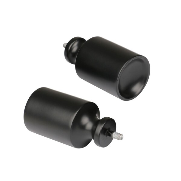 Escenografia 48-86 in. Curtain Rod with Decorative Cap Finial - Black - ES2675285