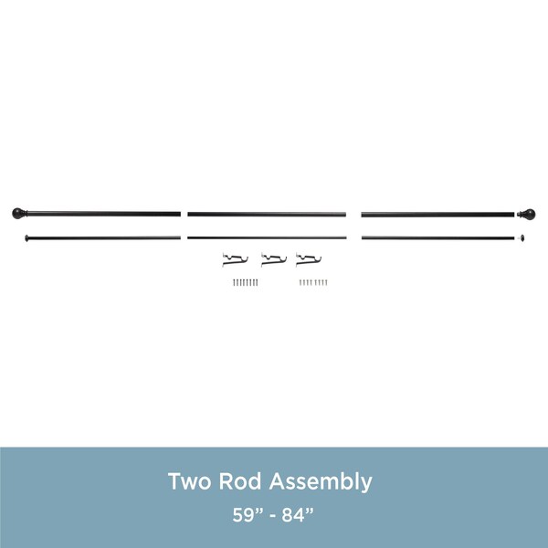 Kenney Mfg Kenney Layla 1" Value Decorative Window Double Curtain Rod, 30-84", Black - KN87008V1NP