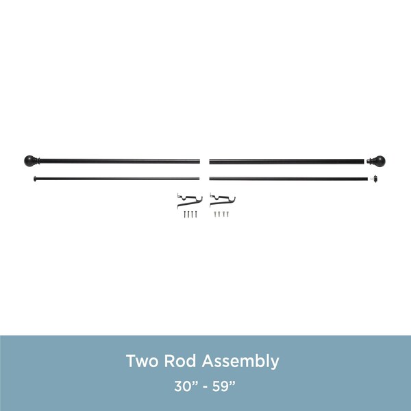 Kenney Mfg Kenney Layla 1" Value Decorative Window Double Curtain Rod, 30-84", Black - KN87008V1NP
