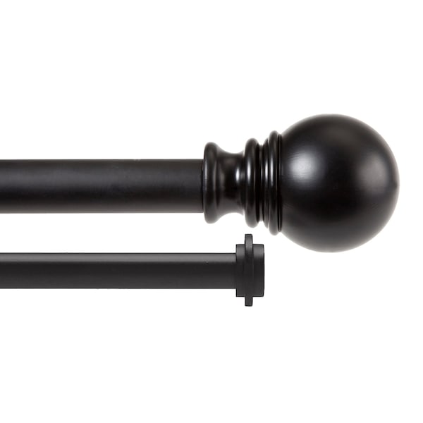 Kenney Mfg Kenney Layla 1" Value Decorative Window Double Curtain Rod, 30-84", Black - KN87008V1NP