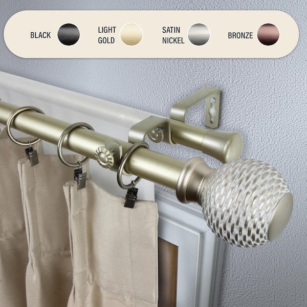 Kd Encimera 1 in. Wicker Double Curtain Rod with 120 to 170 in. Extension, Gold - KD3717543