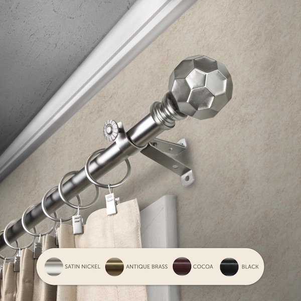 Central Design 0.8125 in. Remi Curtain Rod with 66 to 120 in. Extension, Satin Nickel - 4890-665