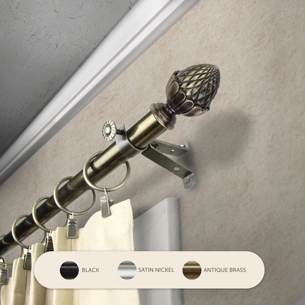 Central Design 0.8125 in. Opal Curtain Rod with 66 to 120 in. Extension, Antique Brass - 4867-664