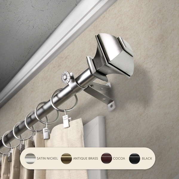 Central Design 0.8125 in. Vicky Curtain Rod with 66 to 120 in. Extension, Satin Nickel - 4882-665