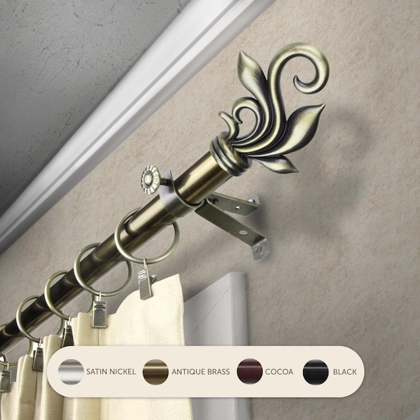 Central Design 0.8125 in. Giles Curtain Rod with 48 to 84 in. Extension, Antique Brass - 4874-484