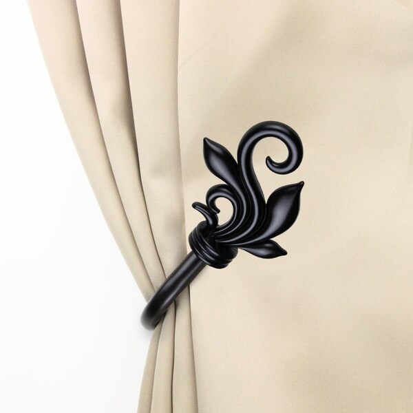 Central Design Giles Curtain Holdback Set, Black - Set of 2 - 4874-032