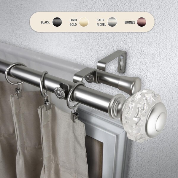Central Design 1 in. Lyla Double Curtain Rod with 160 to 240 in. Extension, Satin Nickel - 100-59-1605-D
