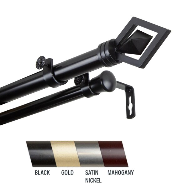 Central Design Lance 1 in. Double Curtain Rod; 28-48 in. - Black - 100-69-282-D