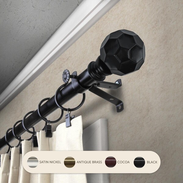 Kd Encimera 0.8125 in. Remi Curtain Rod with 120 to 170 in. Extension, Black - KD3714644
