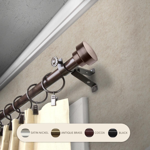Kd Encimera 0.8125 in. Cappa Curtain Rod with 120 to 170 in. Extension, Cocoa - KD3733758