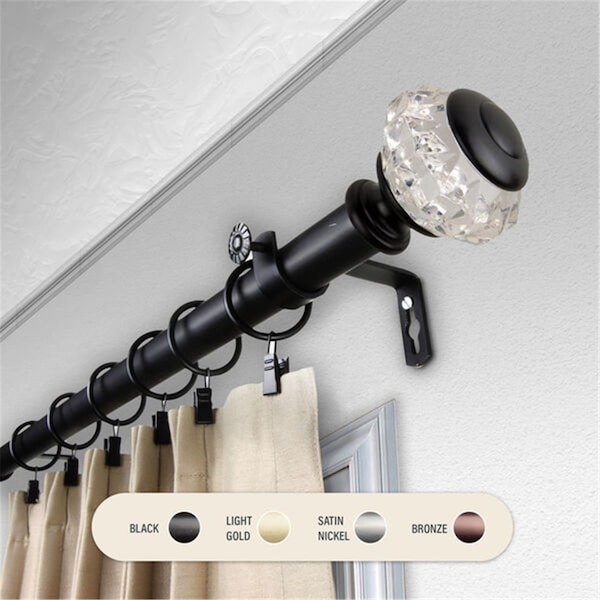 Kd Encimera 1 in. Lyla Curtain Rod with 28 to 48 in. Extension, Black - KD3736798