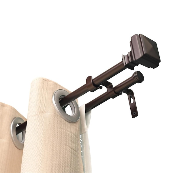 Utopia Alley 48 to 86 in. Window Treatment Telescoping Double Curtain Rod Set w/Classic Cap, Oil Rubbed Bronze - DD164RB