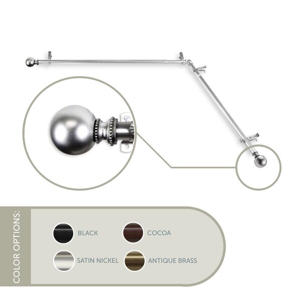 Central Design 0.8125 in. Julian Corner Window Curtain Rod with 66 to 120 in. Extension, Satin Nickel - 4883-665-CORNER