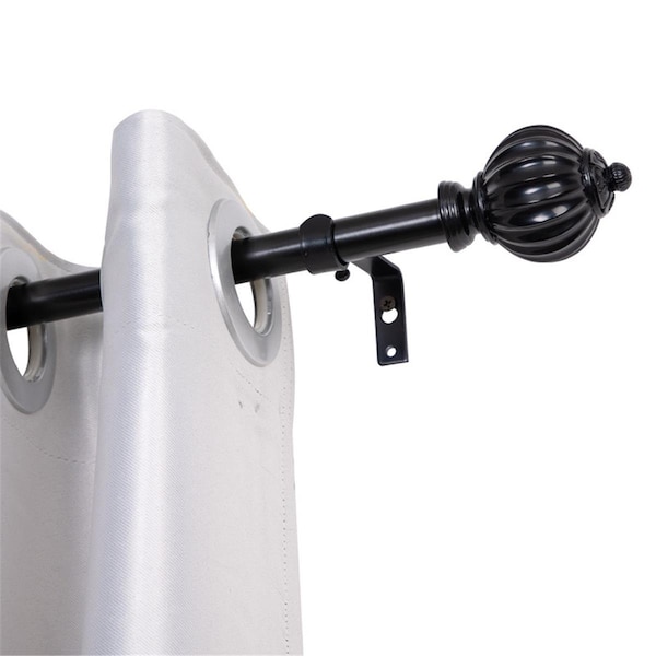 Utopia Alley 0.75 in. Single Decorative Drapery Adjustable Curtain Rods for Windows 86 to 120 in. - Black - D48Z