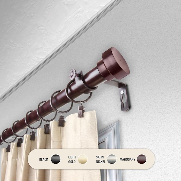 Central Design 1 in. Cover Curtain Rod with 120 to 170 in. Extension, Mahogany - 100-37-996