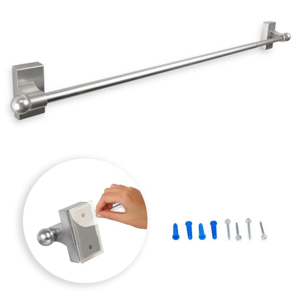 Central Design 0.4375 in. Self-Adhesive or Wall Mounted Rod for 17 to 30 in. Windows, Satin Nickel - ADH-15