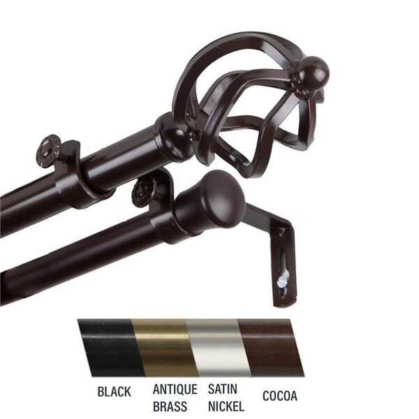 Central Design Central Design 4742-287 Giro 0.81 in. Double Curtain Rod; 28-48 in. - Cocoa - 4742-287