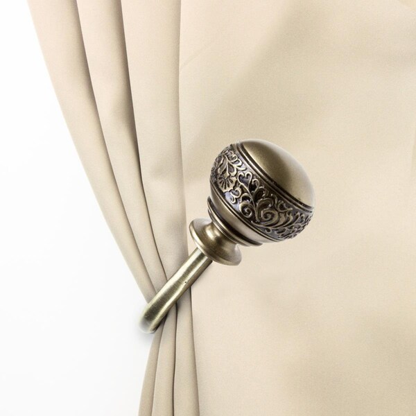 H2H Lucid Curtain Holdback Set, Antique Brass - Set of 2 - H23182298
