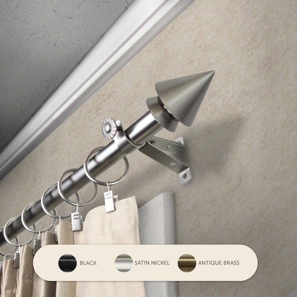 Central Design 0.8125 in. Jacob Curtain Rod with 48 to 84 in. Extension, Satin Nickel - 4865-485
