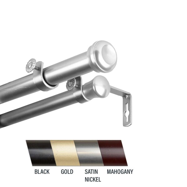 Central Design Cillo 1 in. Double Curtain Rod, 66-120 in. - Satin Nickel - CE437049