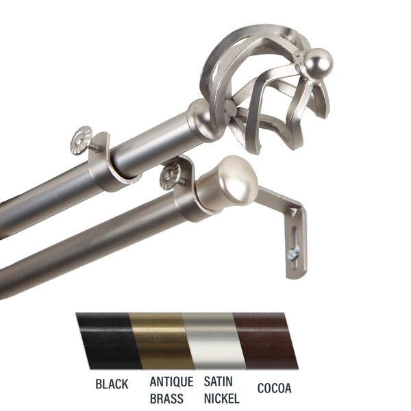 Central Design Giro 0.81 in. Double Curtain Rod, 66-120 in. - Satin Nickel - CE436904