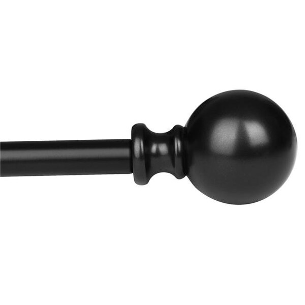 Utopia Alley Utopia Alley D34Z 48-86 in. Adjustable Curtain Rod with Round Finials - Black - D34Z