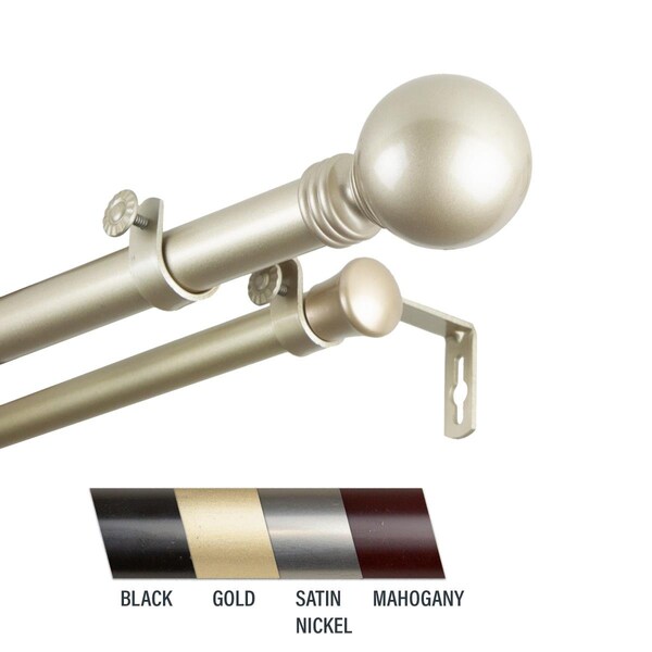 Central Design Globus 1 in. Double Curtain Rod; 160-240 in. - Light Gold - 100-01-1603-D