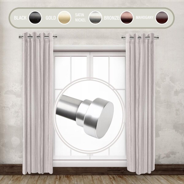 Central Design 1 in. Basic Side Curtain Rod Set for 12 to 20 in. Winodws, Satin Nickel, 2PK - SIDE100-5