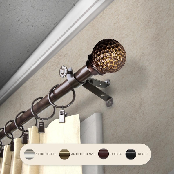 Kd Encimera 0.8125 in. Nicholson Curtain Rod with 66 to 120 in. Extension, Cocoa - KD3719163
