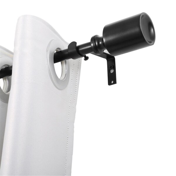 Escenografia 28-48 in. Curtain Rod with Decorative Cap Finial - Black - ES2675284