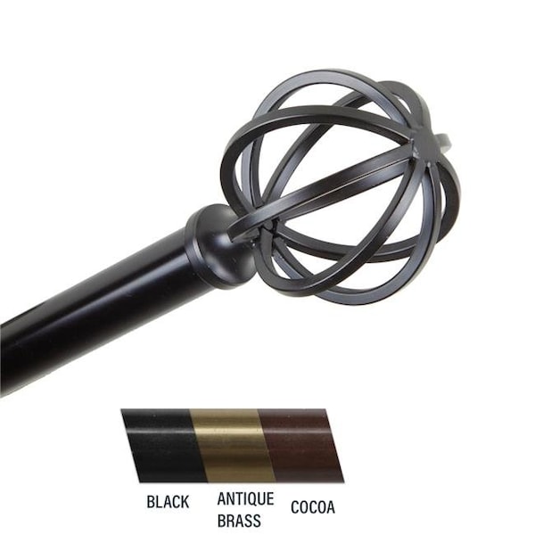 Central Design Central Design 4862-482 Crate 0.81 in. Curtain Rod; 48-84 in. - Black - 4862-482